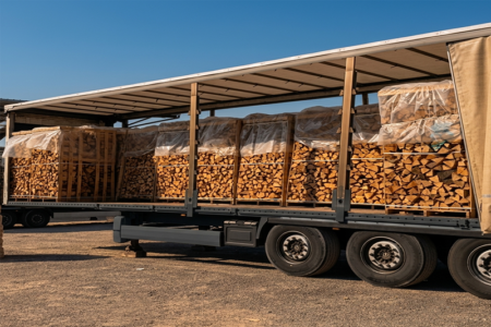 Birkenholz – LKW-Ladung (48 RM) – 50 cm Stämme – Professionelle Verpackung